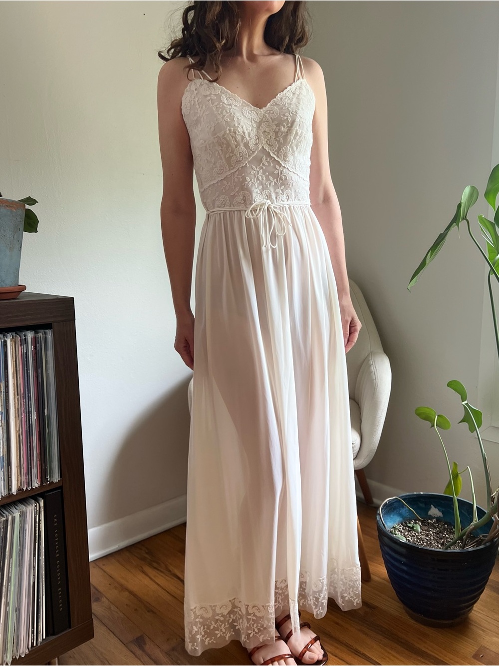 1950s White Lace Nightgown / Slip Dress - Picture 1 of 14